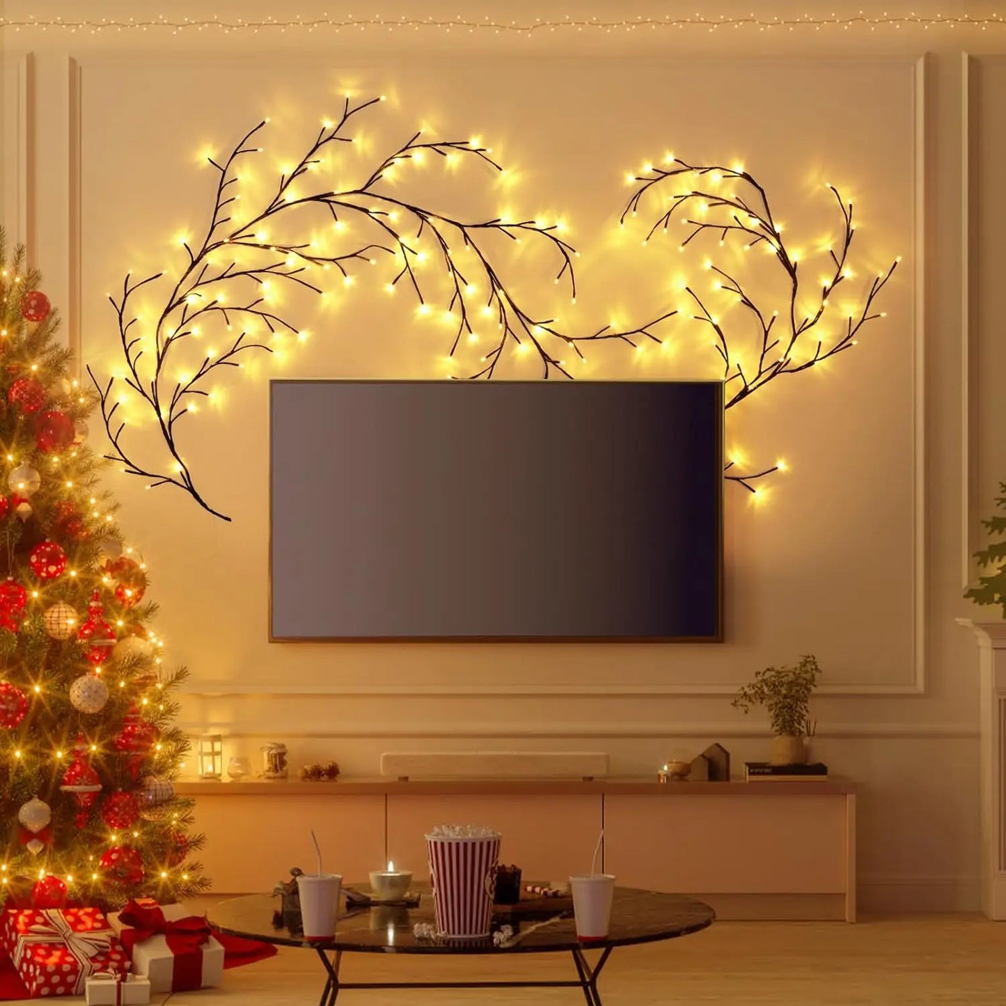 96LEDS Bendable Willow Vine Lights, 8Moeds Rattan Tree Decorative Light, Night Light, For Wall Bedroom Indoor Outdoor Christmas